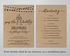 bachelorette weekend invitation &amp;amp; itinerary template pop the bachelorette weekend itinerary template