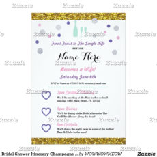 bridal shower itinerary champagne invitation  zazzle bridal shower itinerary template doc