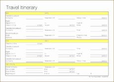 editable executive assistant travel itinerary template  itinerary in day by day travel itinerary template pdf