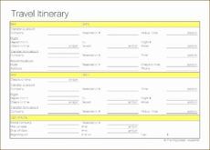 editable executive assistant travel itinerary template  itinerary in professional travel itinerary template pdf