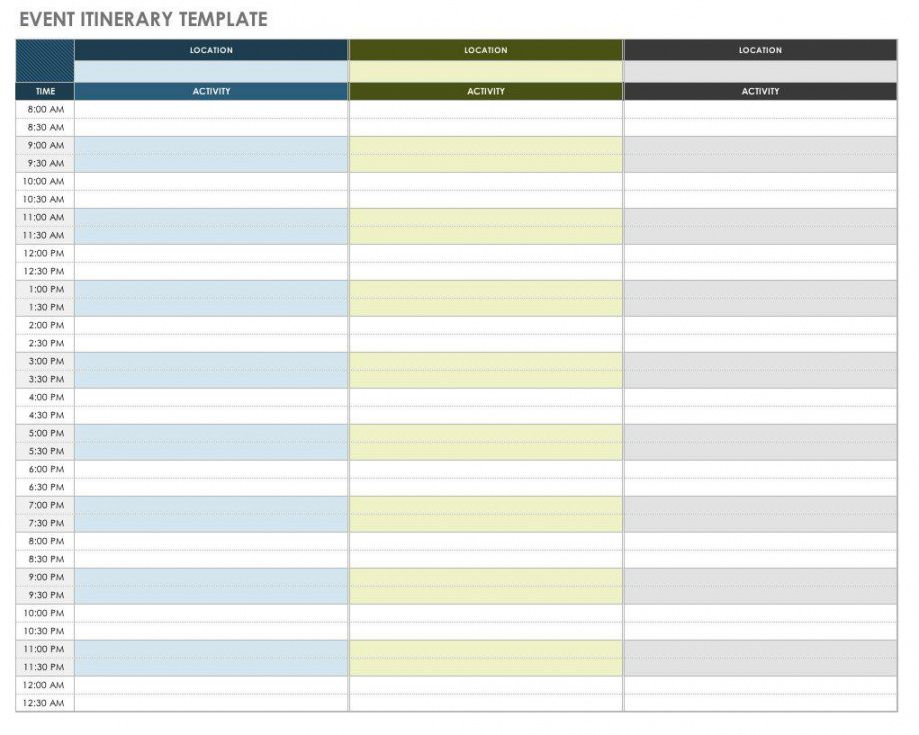 free free itinerary templates  smartsheet day by day travel itinerary template excel