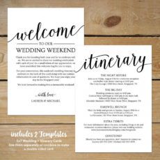 free rustic wedding itinerary template  printable wedding wedding welcome itinerary template pdf