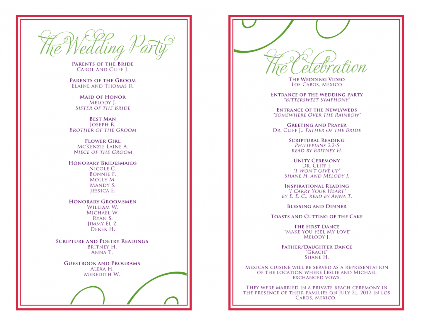 free wedding itinerary templates free  wedding reception wedding reception itinerary template pdf