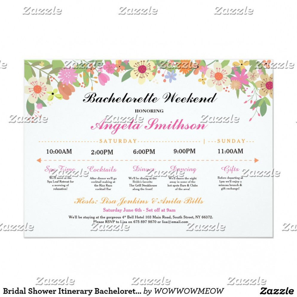 printable bridal shower itinerary bachelorette schedule  zazzle bridal shower itinerary template word