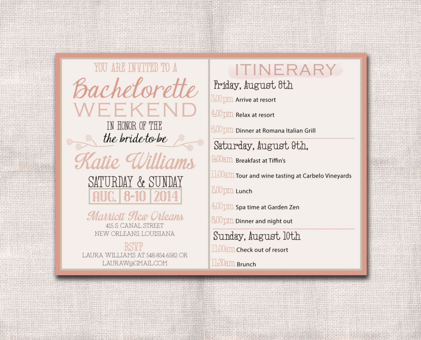 sample bachelorettepartyweekendinvitationandby bachelorette weekend itinerary template doc