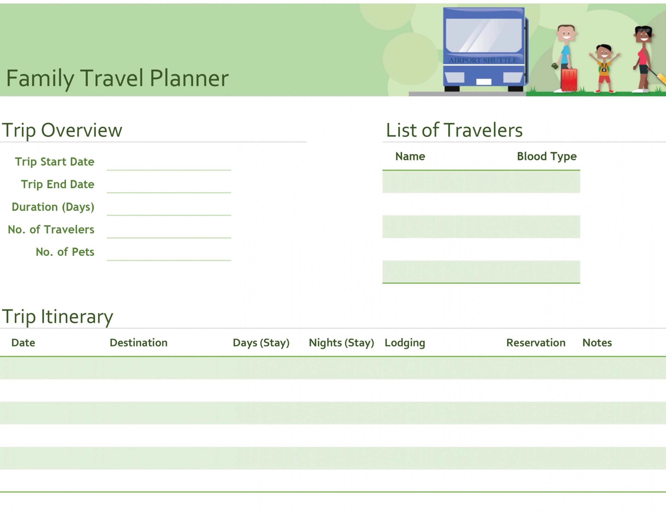 sample family travel planner  office templates &amp; themes  office 365 vacation itinerary planner template word