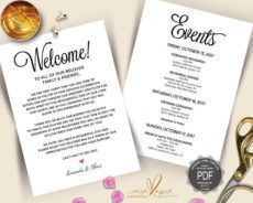 wedding welcome and itinerary card editable pdf template wedding welcome itinerary template