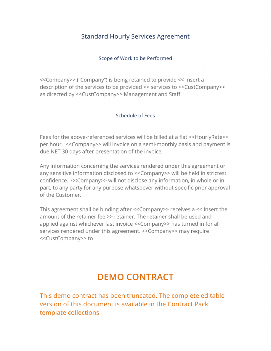 free hourly services agreement  3 easy steps service contract proposal template doc