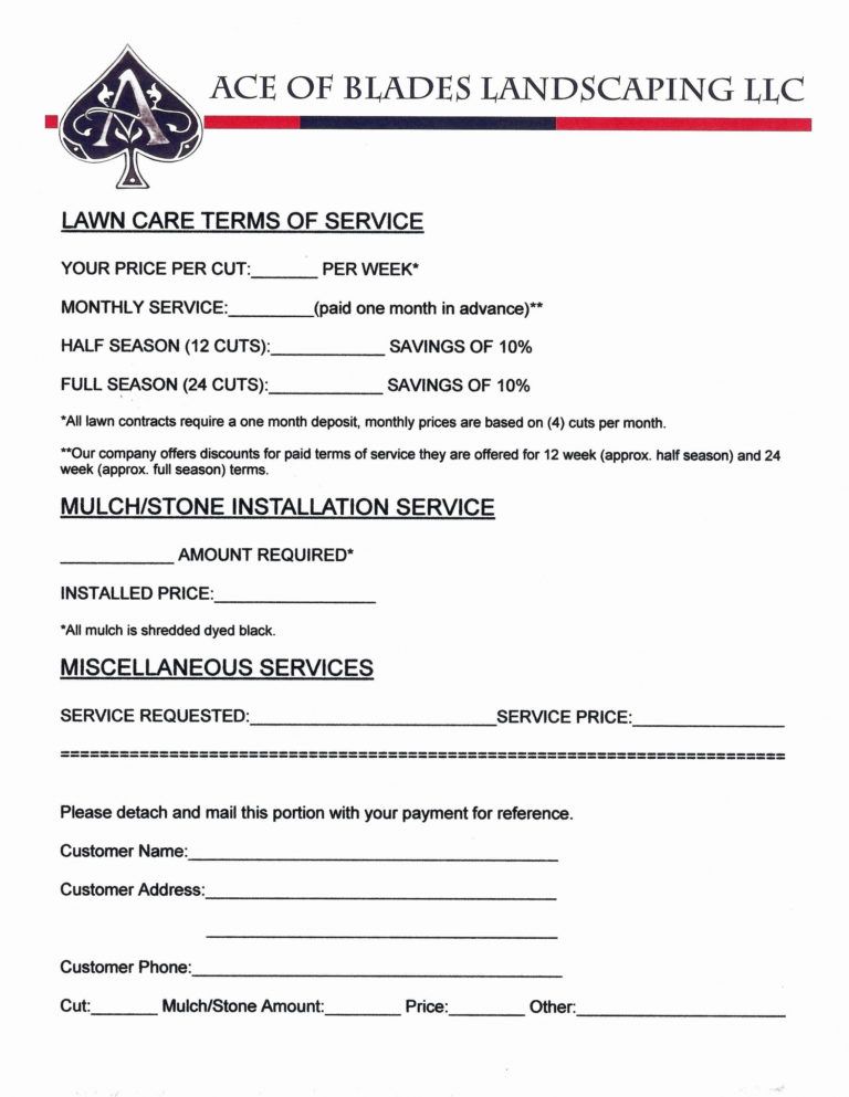 Lawn Service Proposal Template Free ~ Addictionary Landscaping Bid