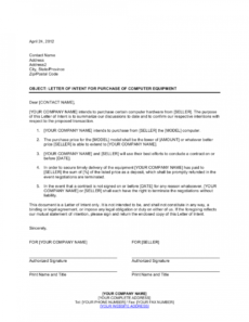 letter of intent for purchase of computer equipment template software purchase proposal template pdf