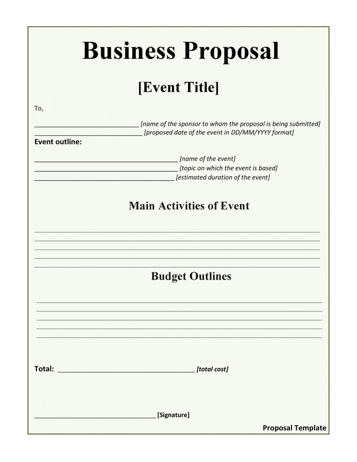 Printable 30 Business Proposal Templates Proposal Letter Samples 
