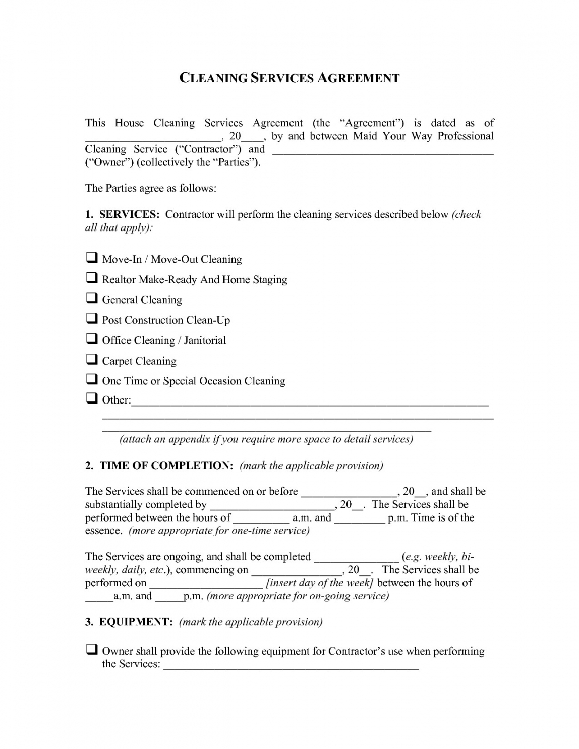 Service Contract Proposal Template