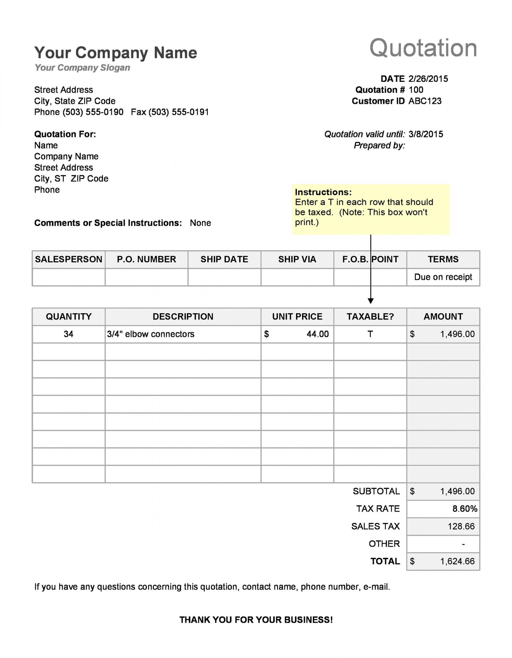 Quotation Proposal Template