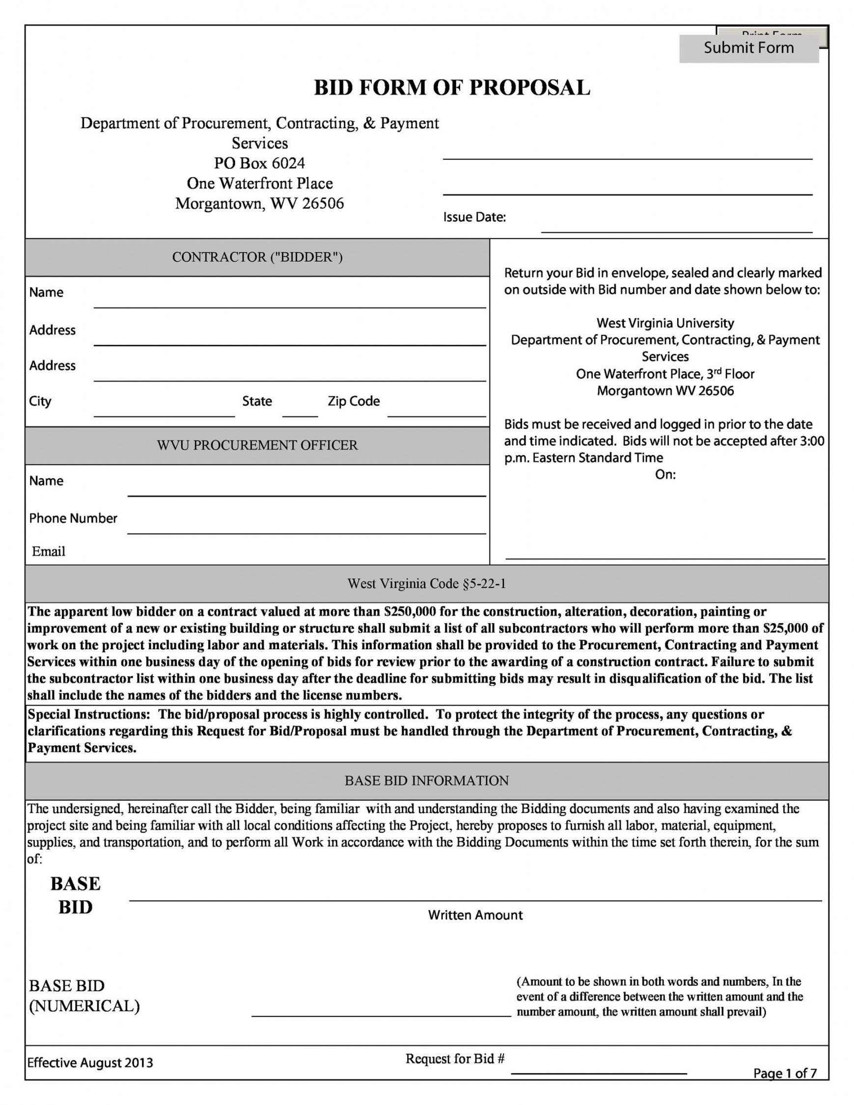 Construction Contract Proposal Template