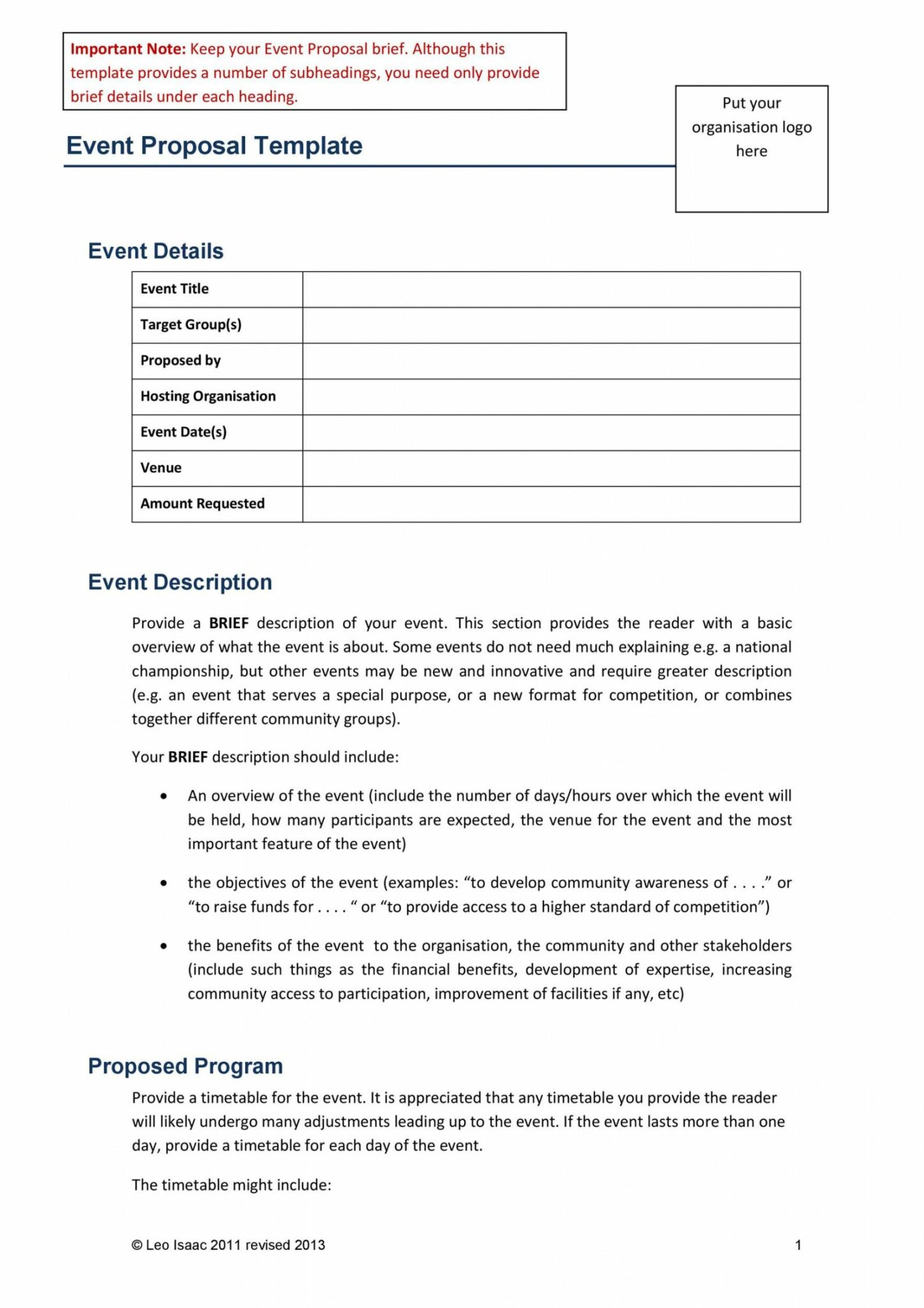 Editable 38 Best Event Proposal Templates & Free Examples Templatelab ...