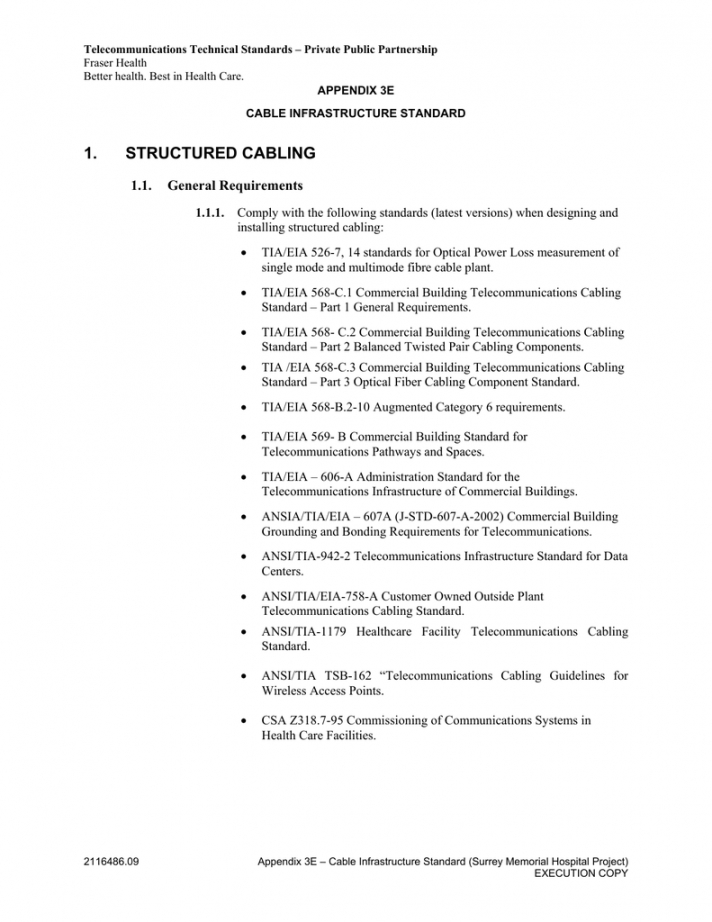 editable appendix 3e  cable infrastructure standard  manualzz structured cabling proposal template excel