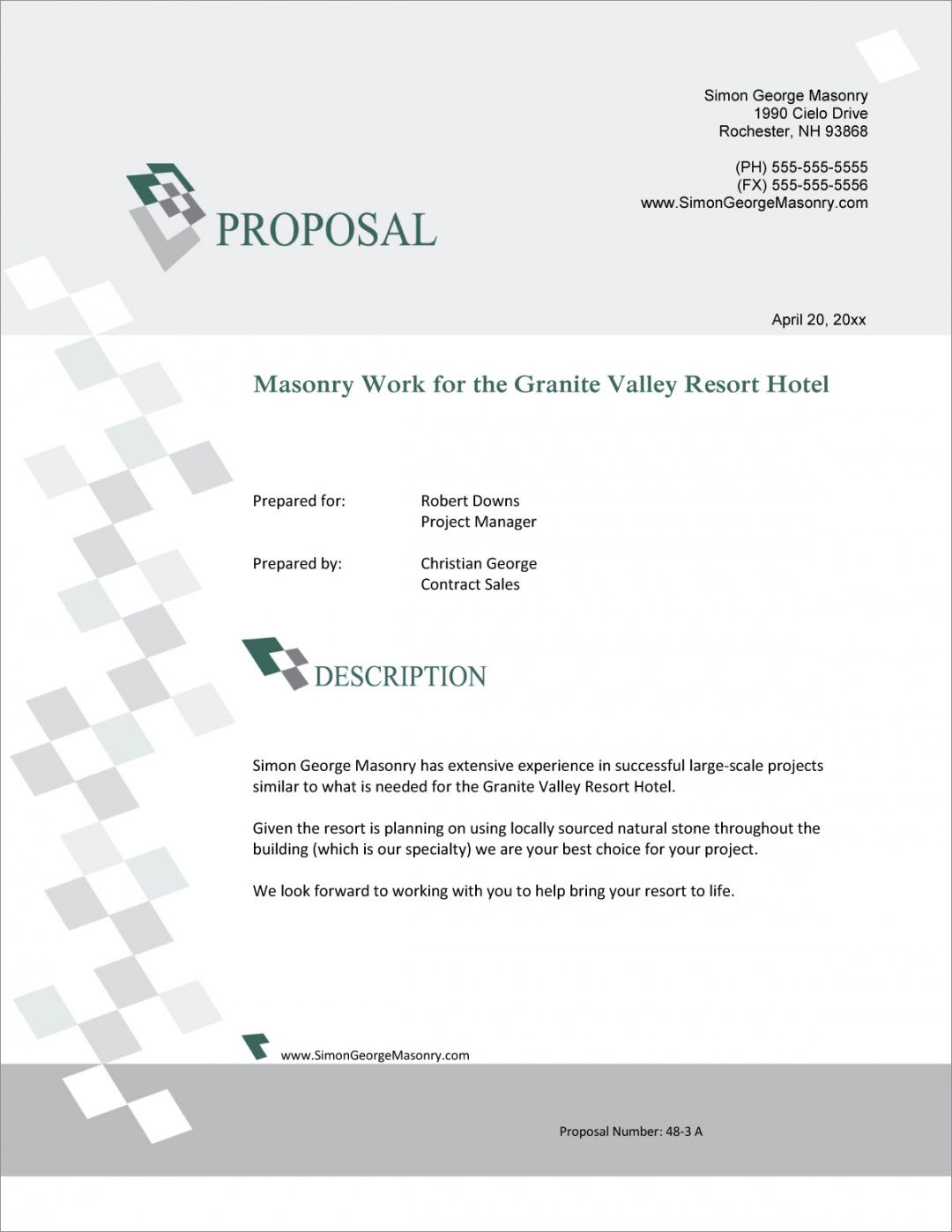 editable masonry contracting services sample proposal  5 steps masonry bid proposal template word