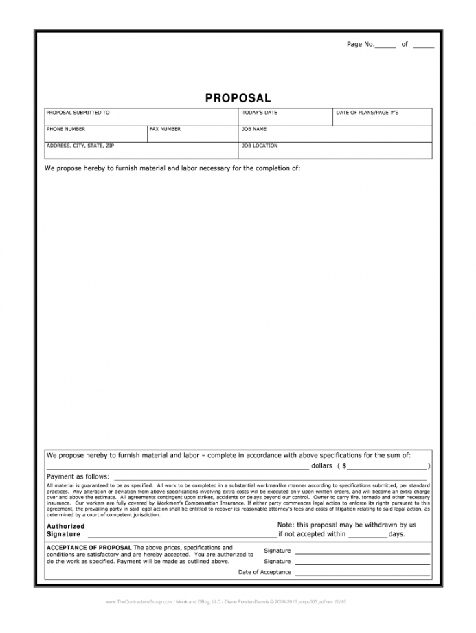 Printable Construction Bid Template Printable Templates Sexiz Pix 1888