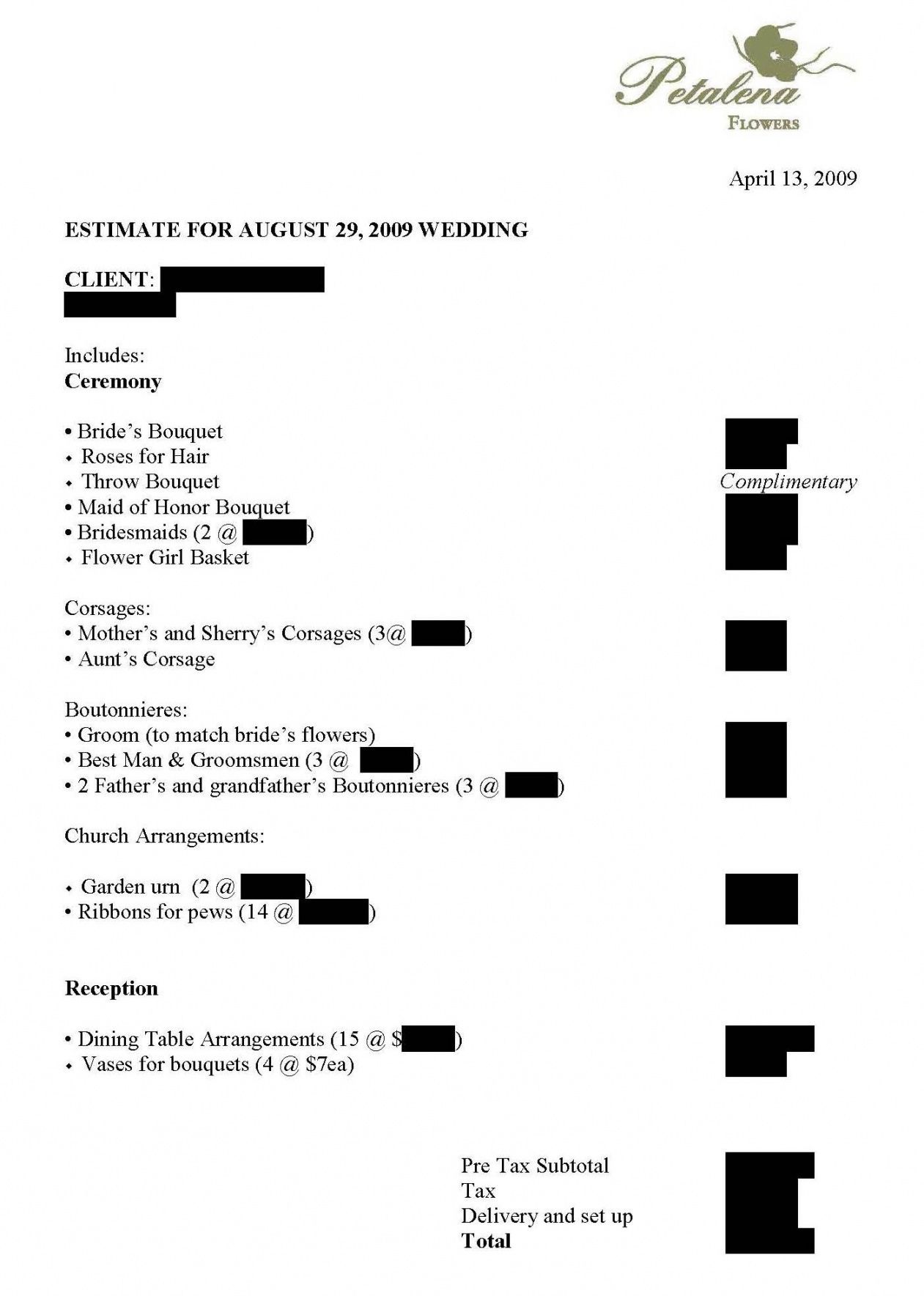 Flower Proposal Template