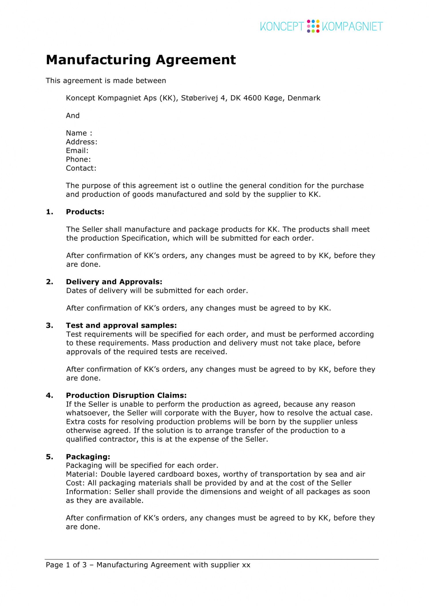 Contract Manufacturing Proposal Template