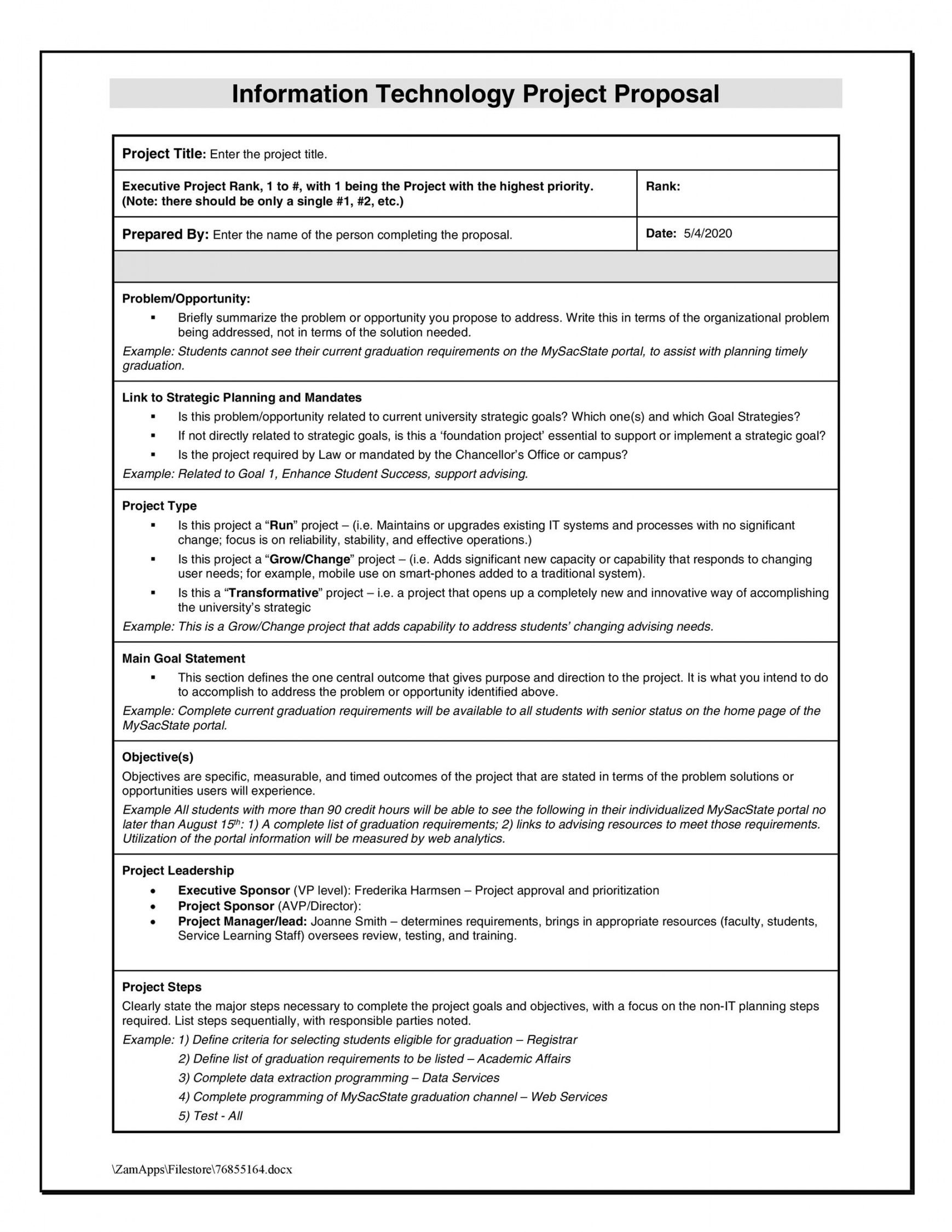 Writing Project Proposal Template