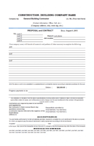 free construction proposal template construction estimate proposal template example