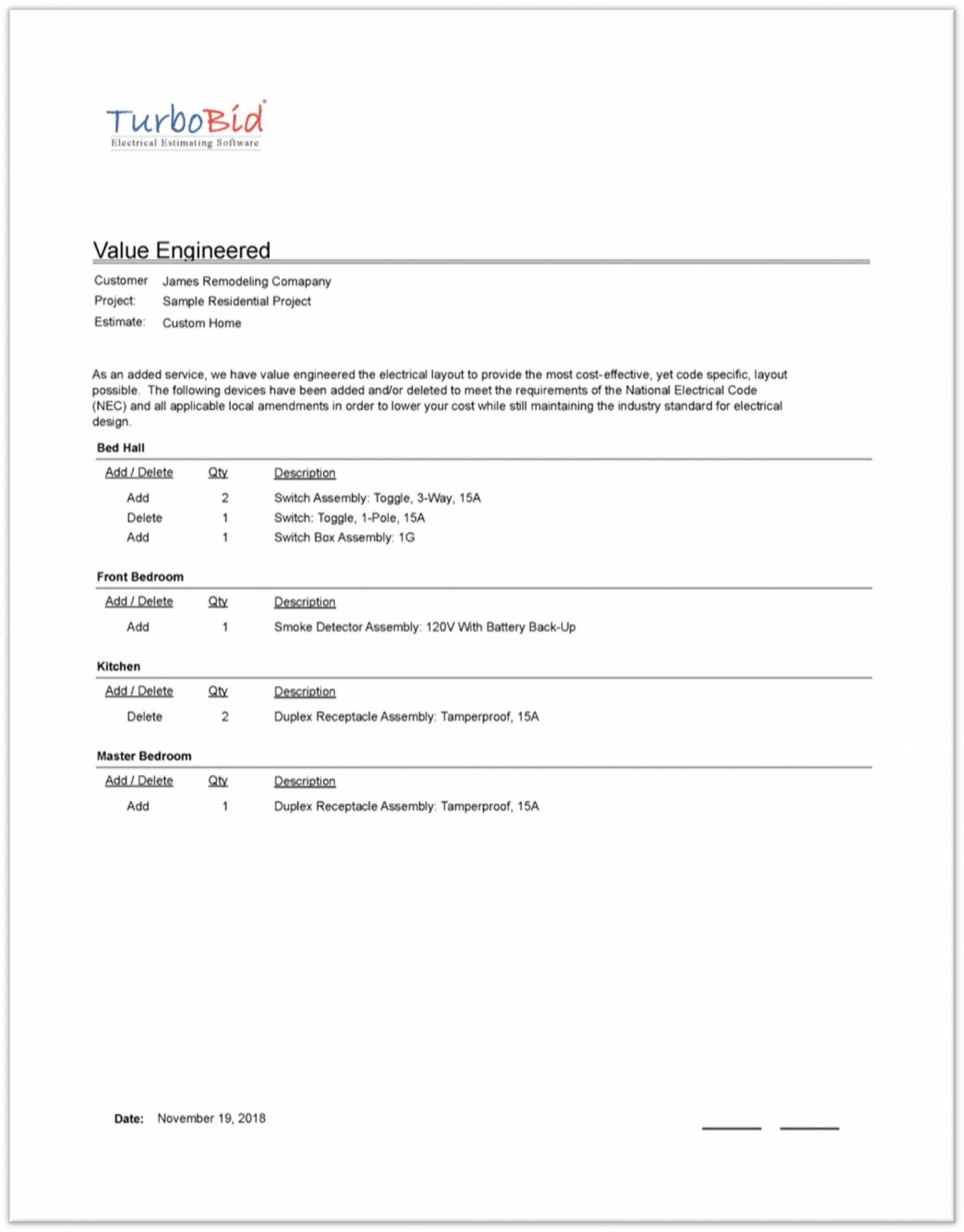 Electrical Proposal Template