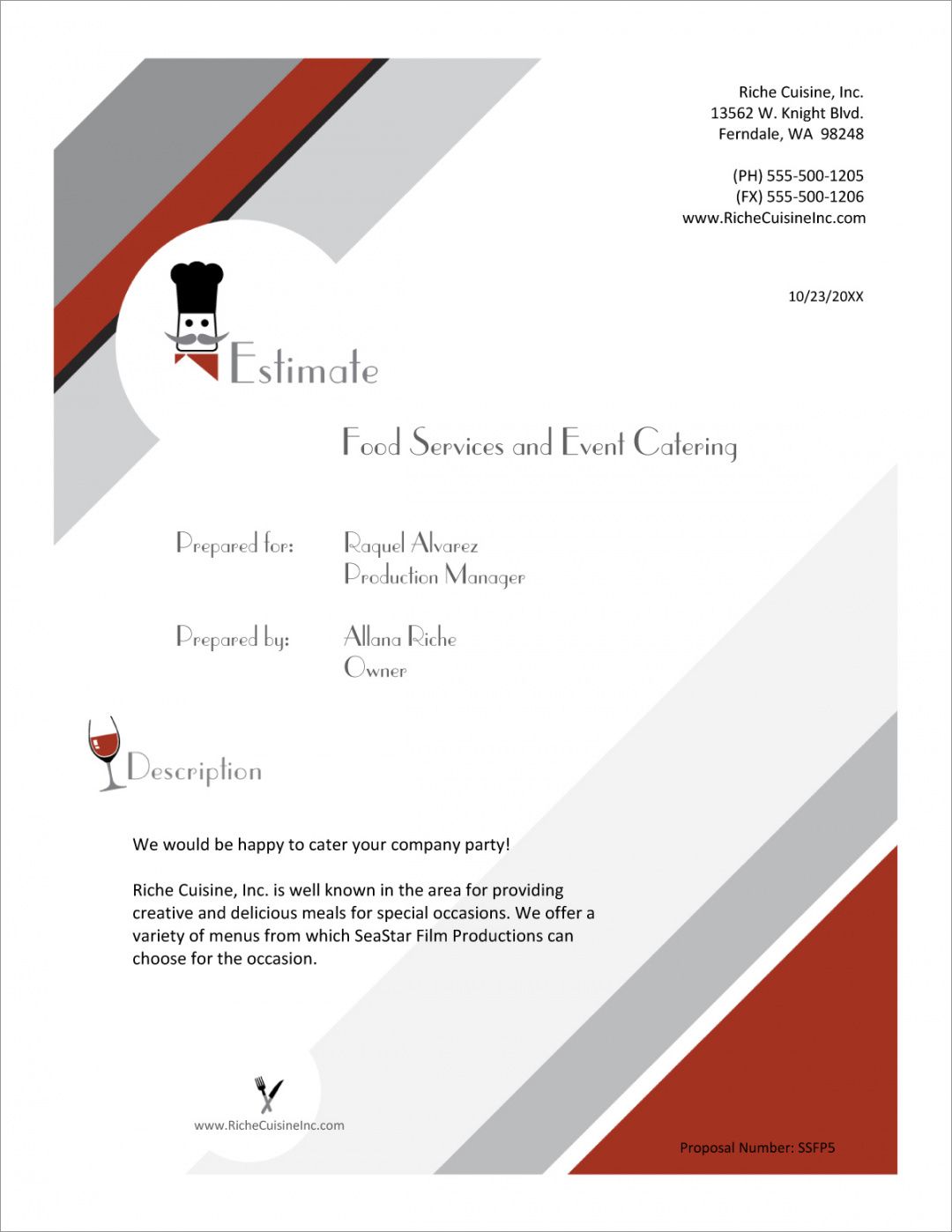 free food services catering sample proposal  5 steps catering business proposal template example
