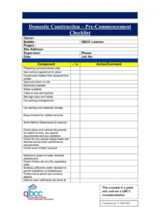 free precommencement checklist pre construction proposal template pdf