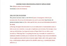 free provisional patent example template  chhabra law patent proposal template example