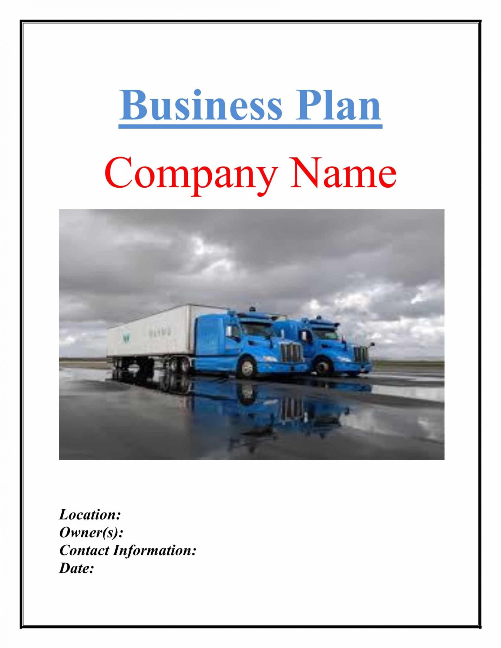 business plan trucking company