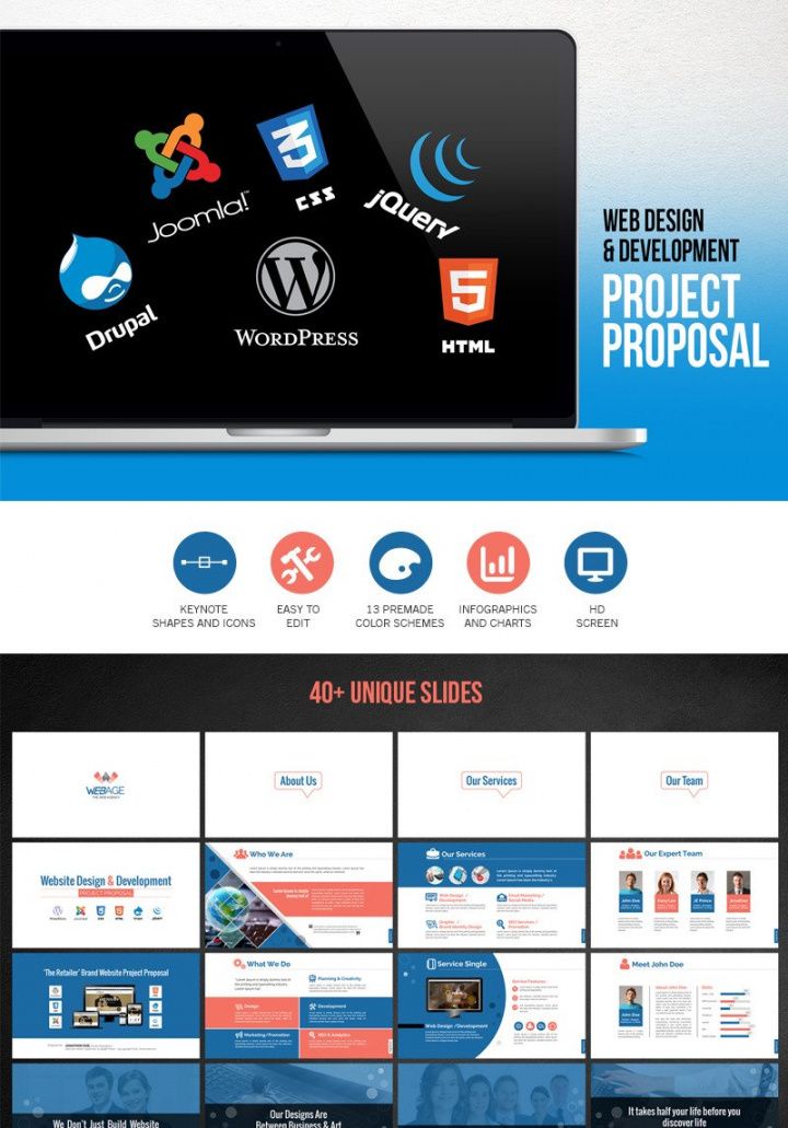 free web design &amp; development  project proposal powerpoint template web development project proposal template