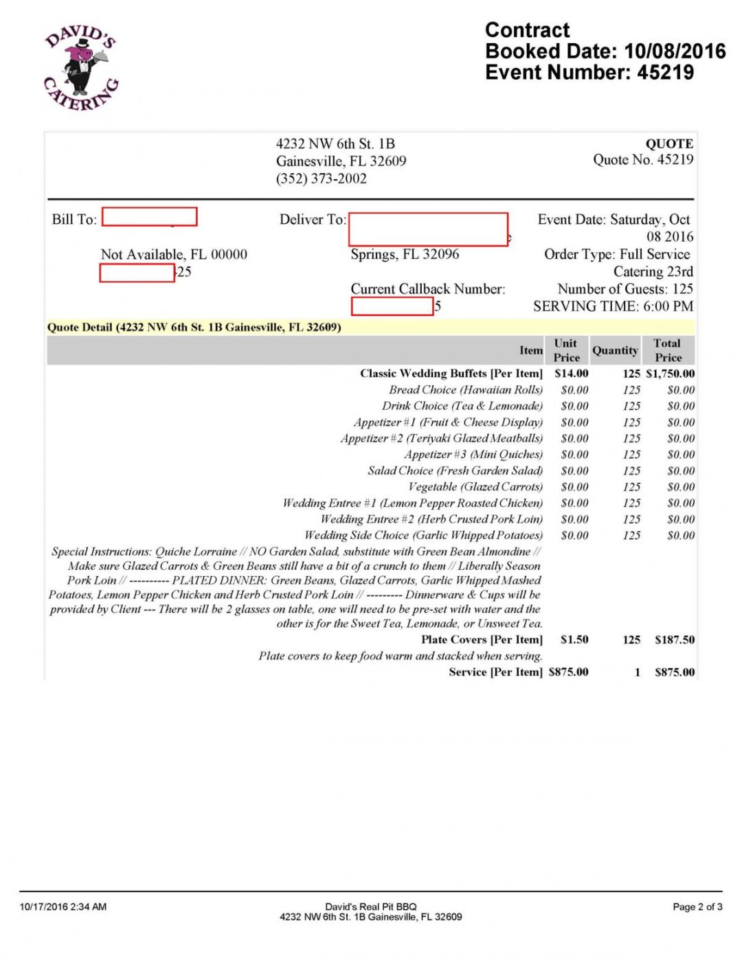 Catering Proposal Template