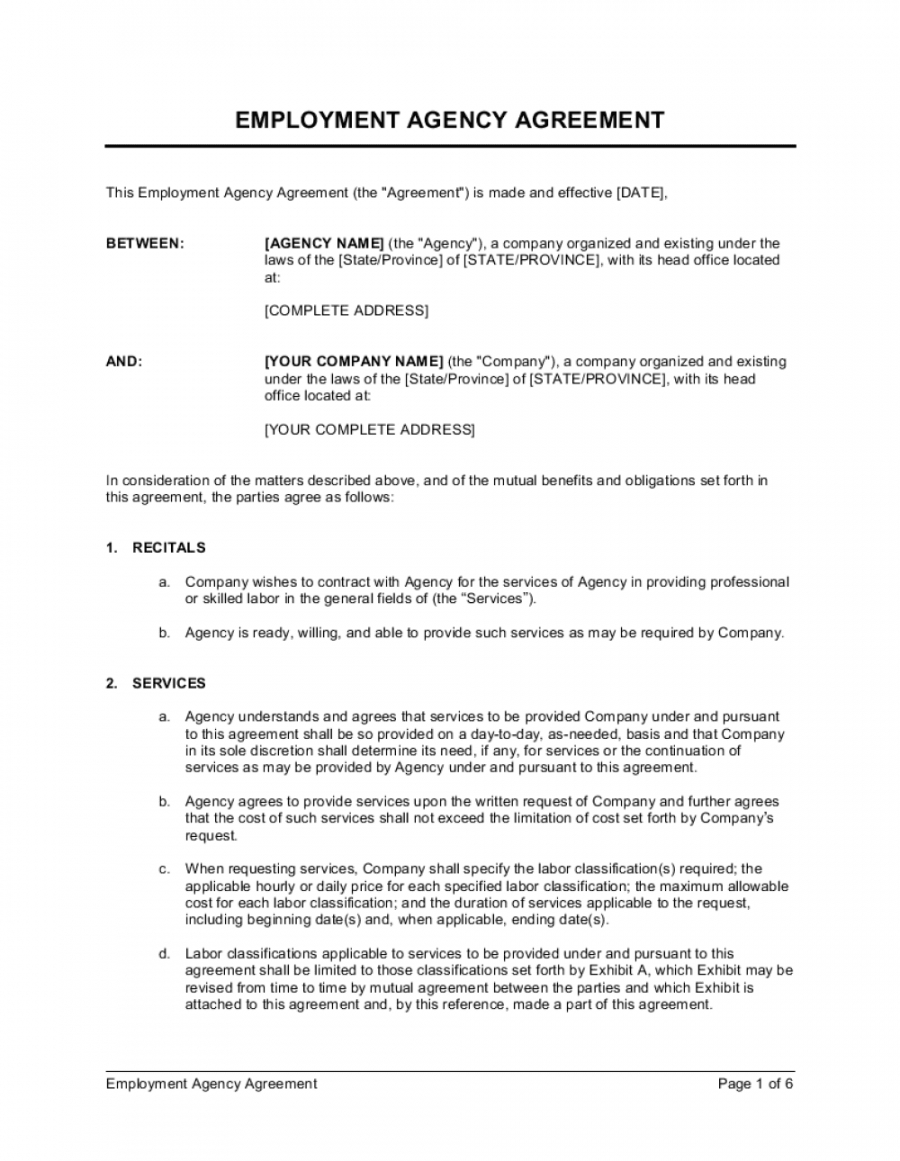 printable employment agency agreement template  by businessinabox™ staffing agency proposal template