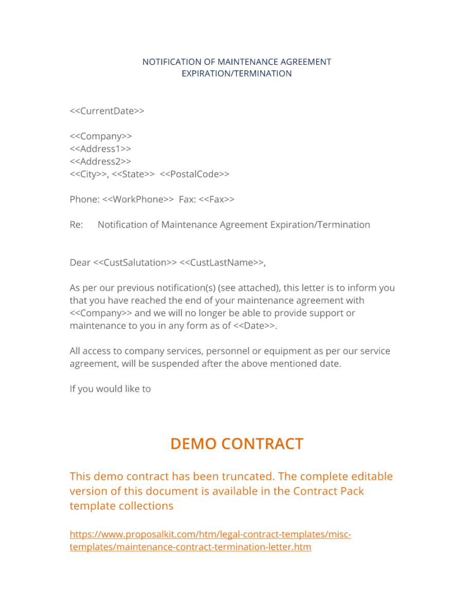 printable maintenance contract termination letter  3 easy steps software maintenance proposal template excel