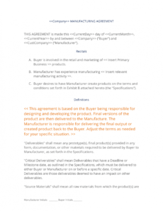 printable manufacturing contract  3 easy steps contract manufacturing proposal template example