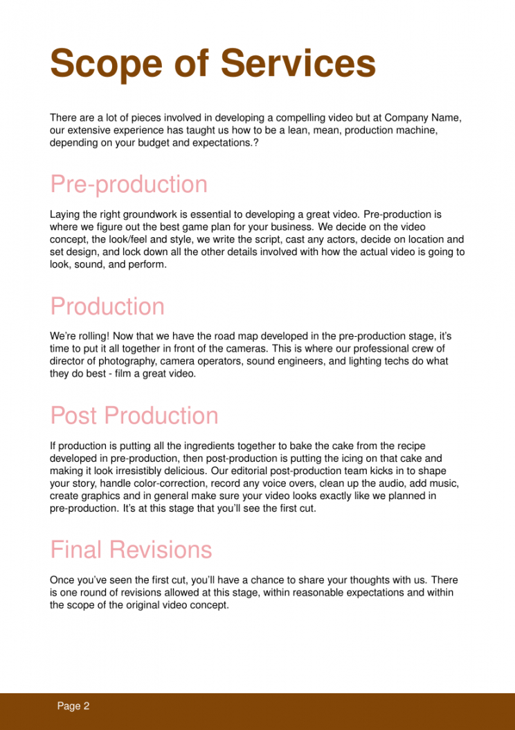 Video Production Proposal Template