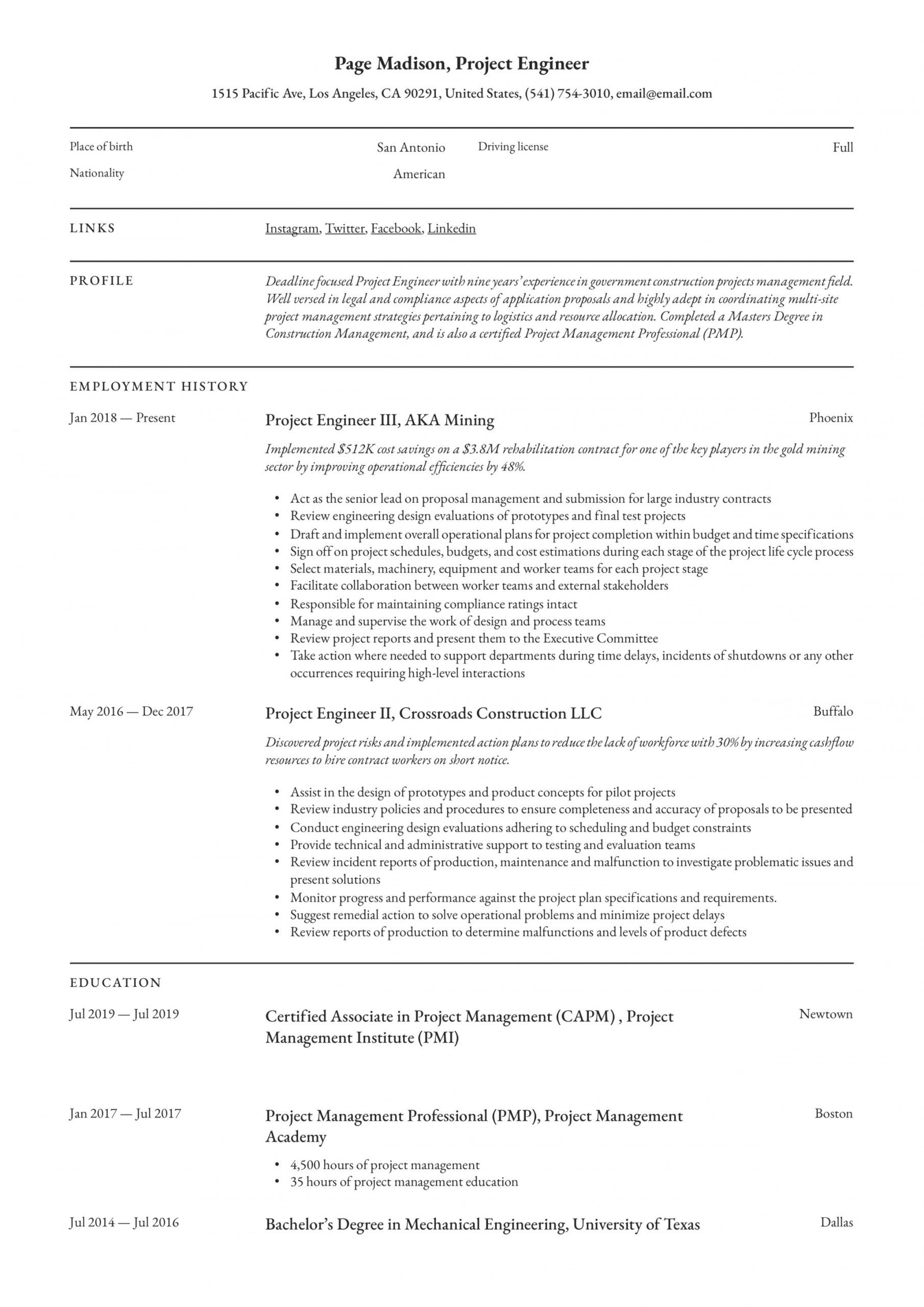 project engineer resume &amp; writing guide  12 resume education project proposal template example