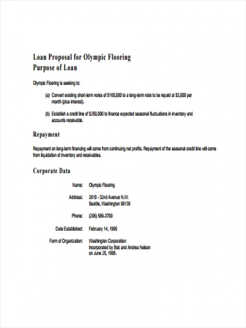 sample 11 loan proposal examples  personal construction small real estate loan proposal template