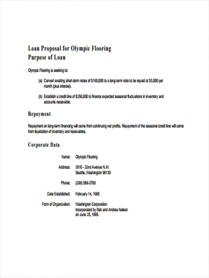 Real Estate Loan Proposal Template