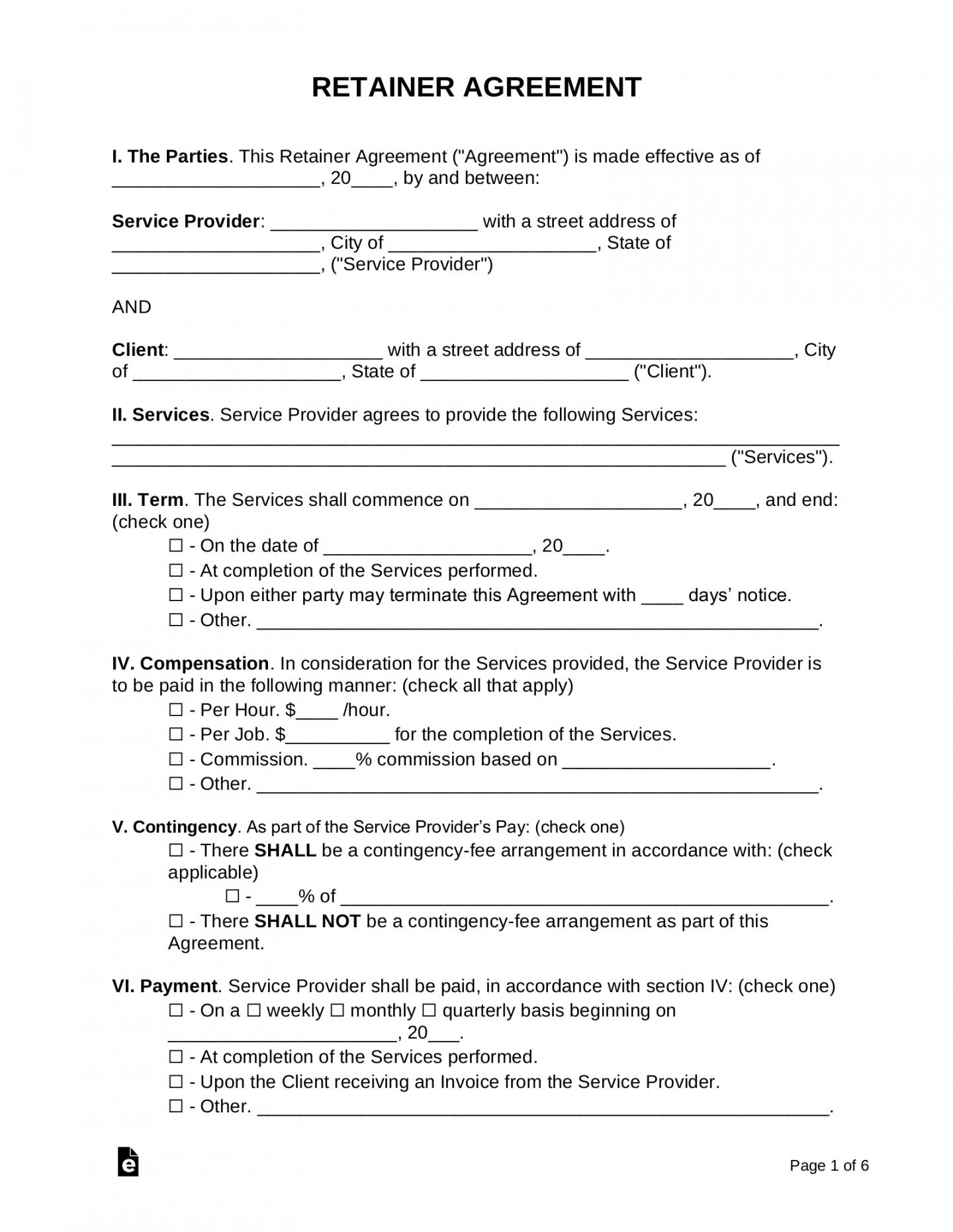 consulting retainer proposal template