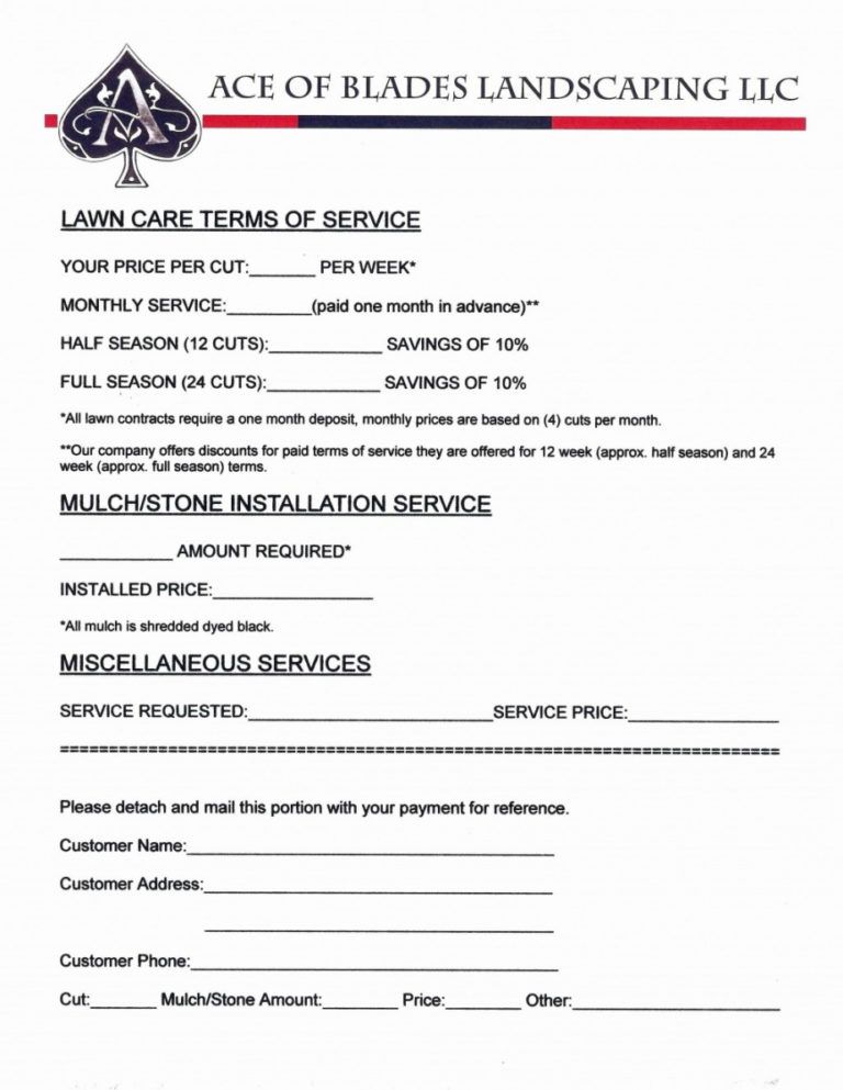 Sample Lawn Service Proposal Template Free ~ Addictionary Grass Cutting