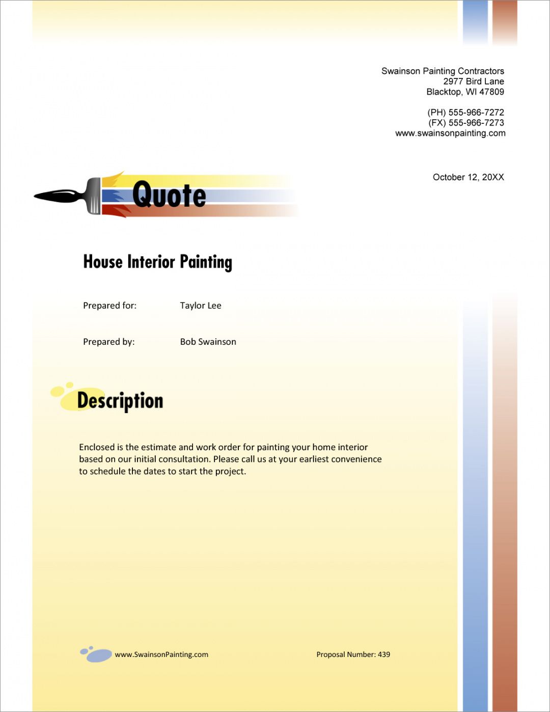 sample painting contractor sample proposal  5 steps painting proposal template example