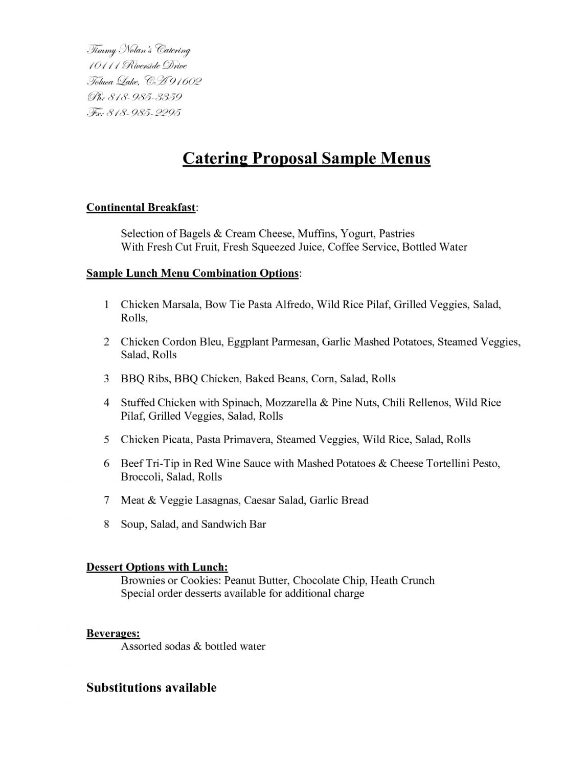 sample sample catering proposal template  chainimage catering proposal template pdf