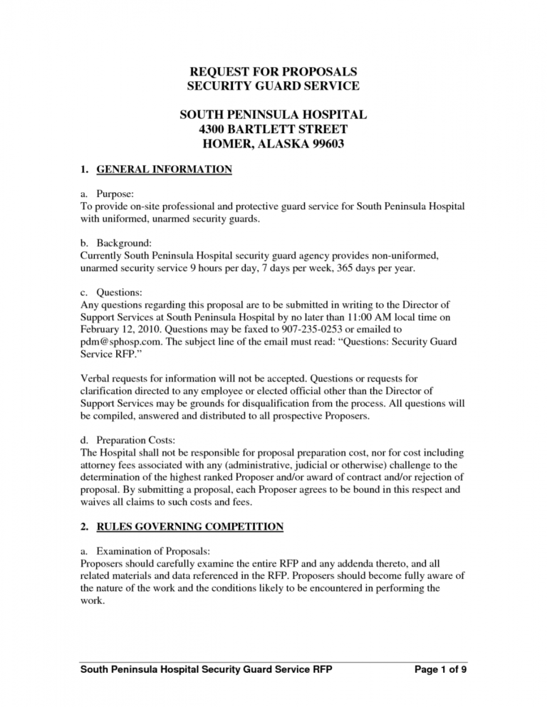 Security Services Proposal Cover Letter Security Guard ...
