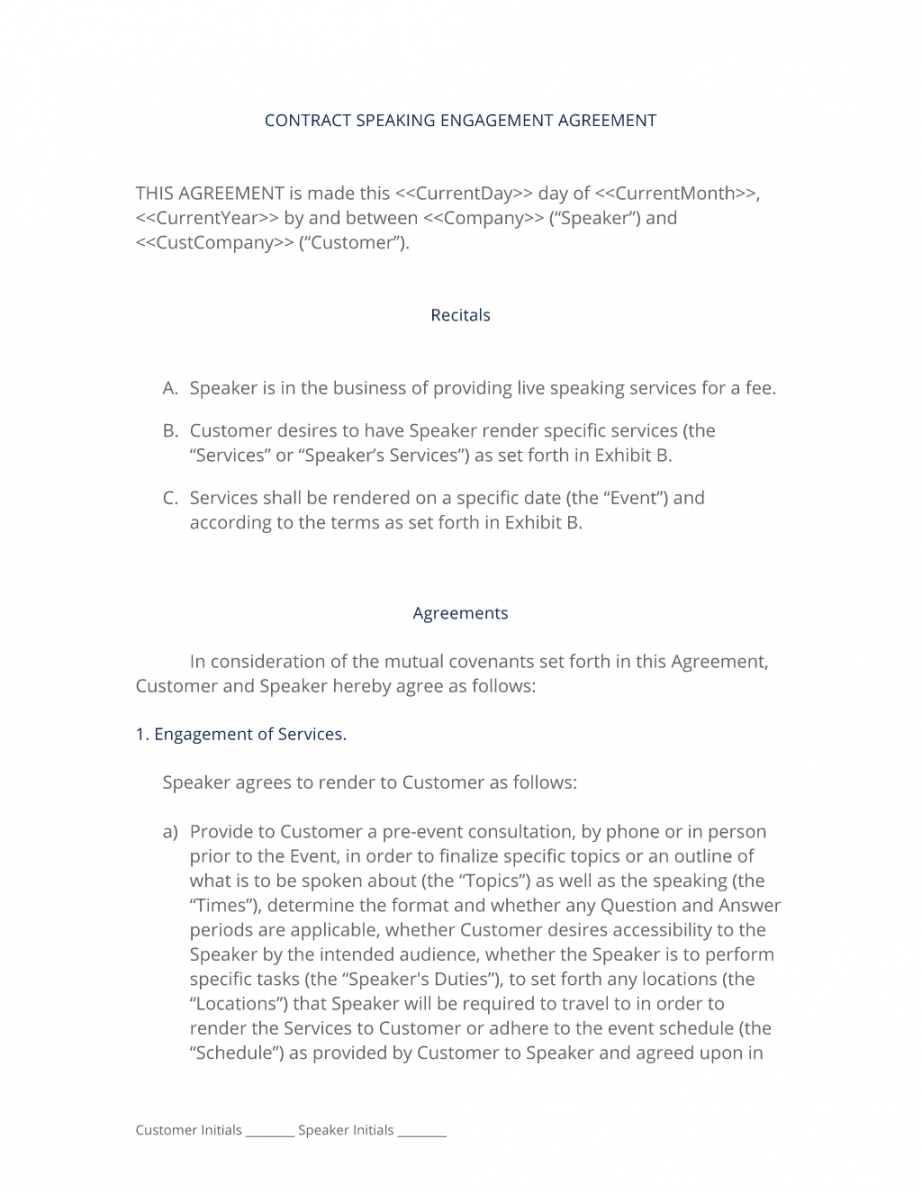 speaking engagement contract  3 easy steps speaking engagement proposal template word