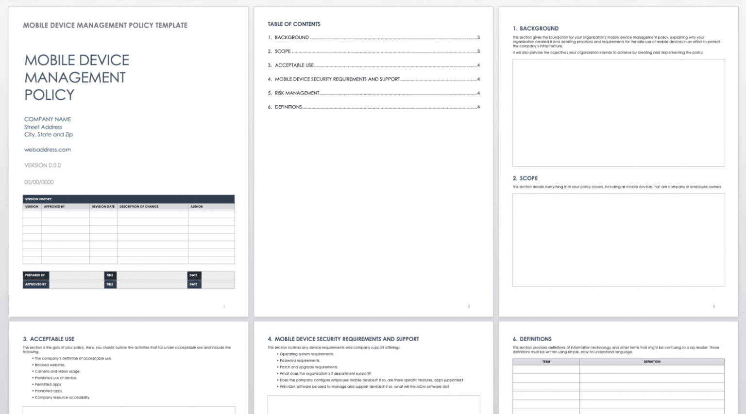 Mobile Device Management Policy Template