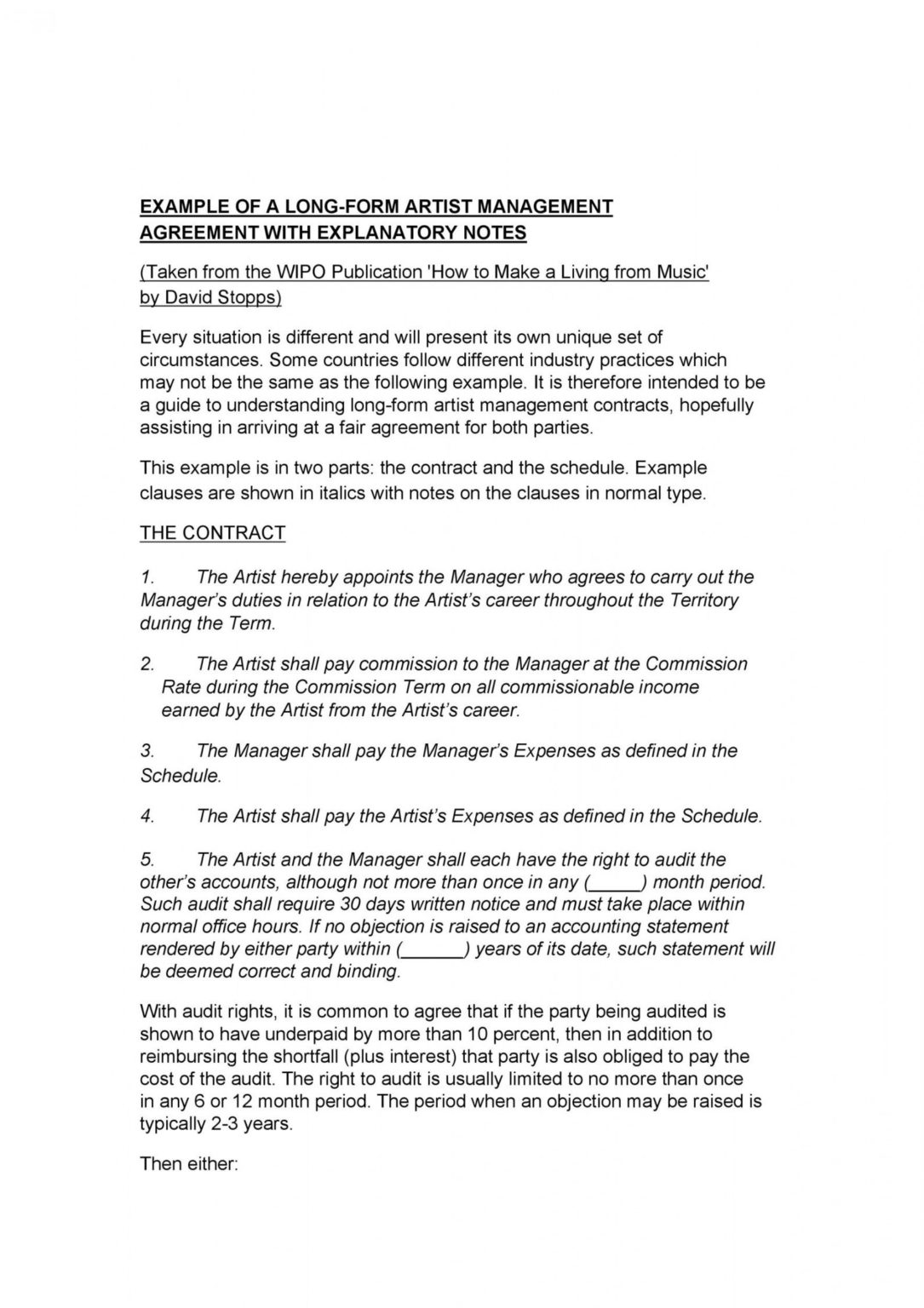 Editable 50 Artist Management Contract Templates Ms Word