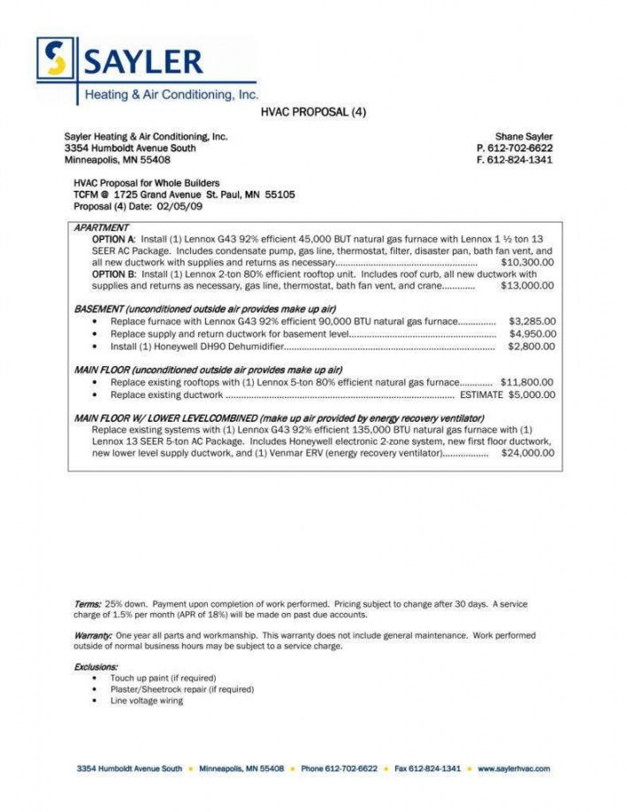 Heating And Air Conditioning Proposal Template