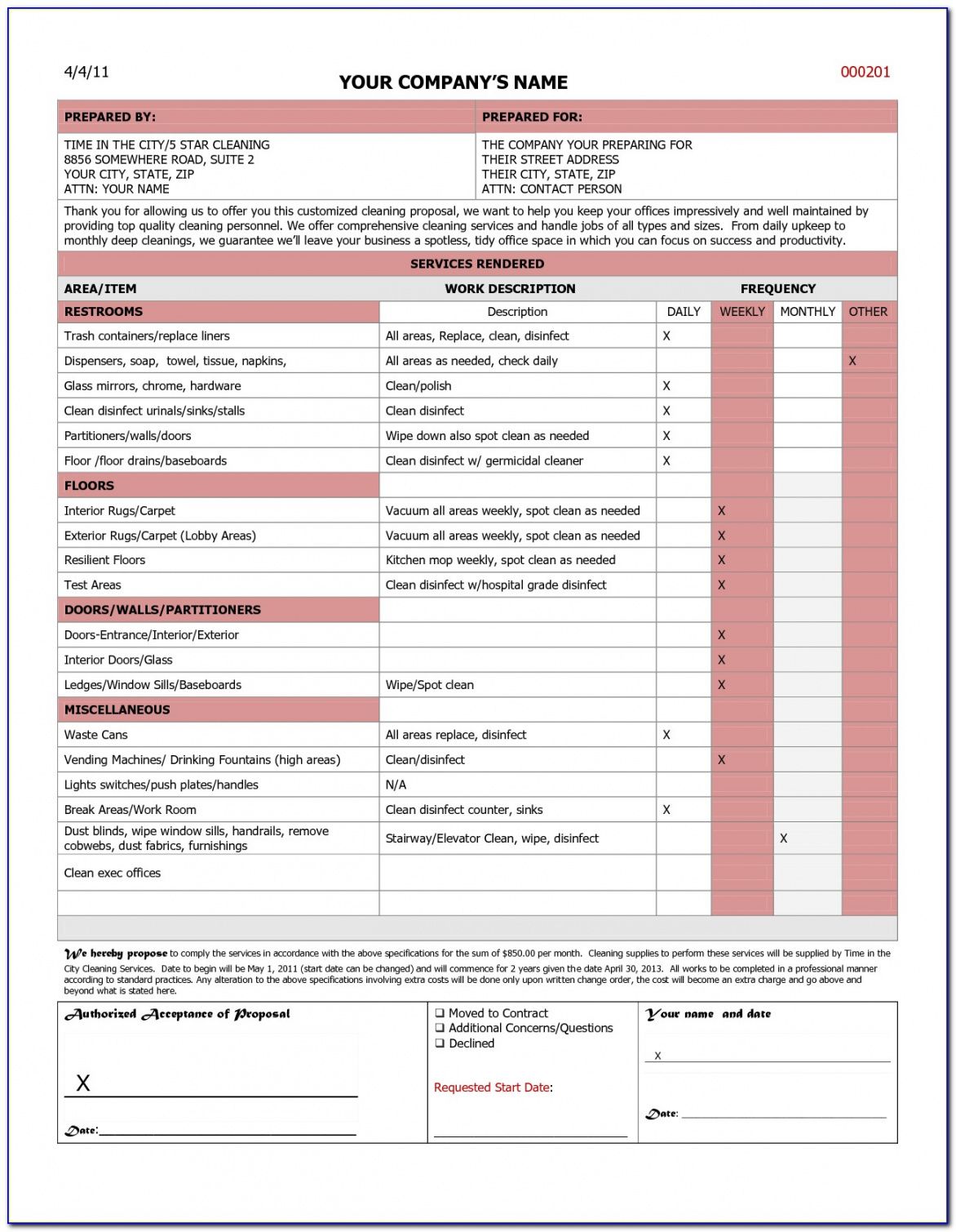 Janitorial Estimate Templates